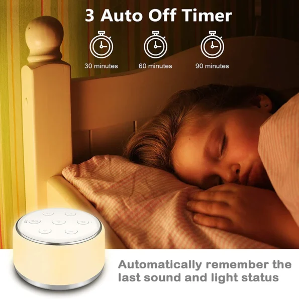 White Noise Machine Desktop Sleep Sound Machine for Baby Sleep Soother 7 Colors Night Lights 34 2